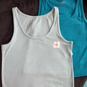 Old Navy Ribbed Light Blue and Teal Crop Women’s Tank Tops